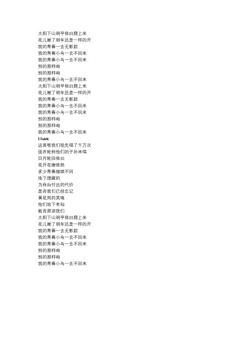 《青春舞曲》歌词