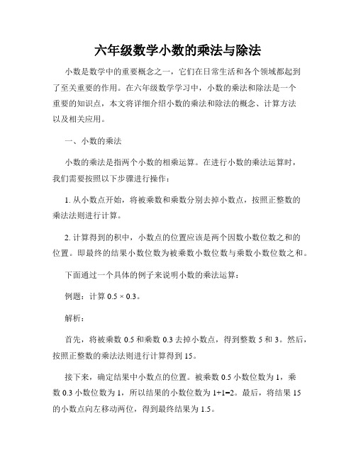 六年级数学小数的乘法与除法