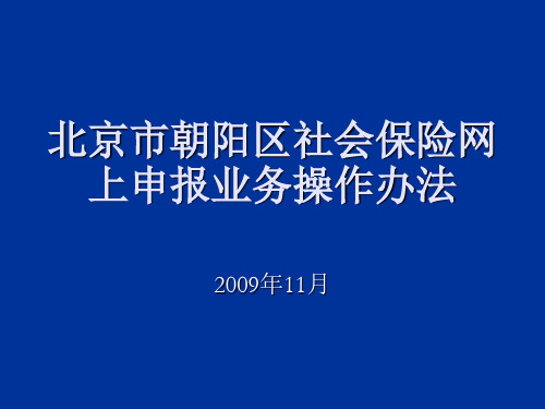 11年北京市社会保险(朝阳区)网上申报及操作流程