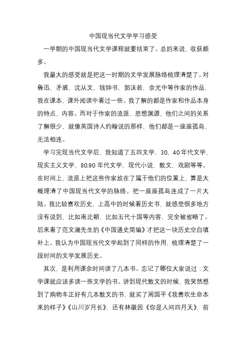 中国现当代文学学习感受