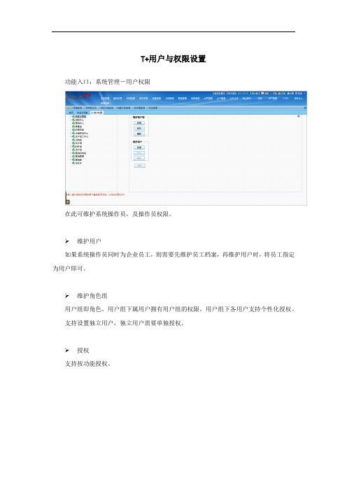 1.4用友畅捷通T+用户与权限设置