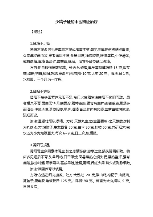 少精子证的中医辨证治疗