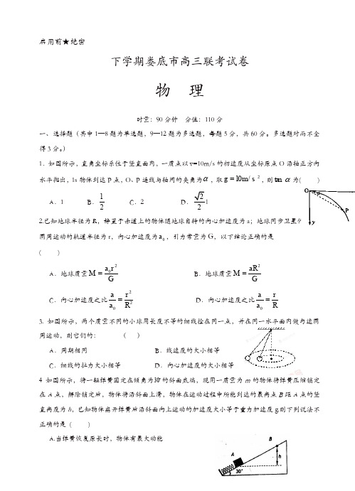 湖南省娄底市双峰一中等五校高三上期中联考物理试题(有答案)(精选)