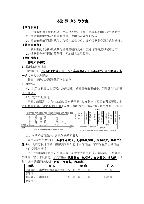 俄罗斯导学案(含答案)