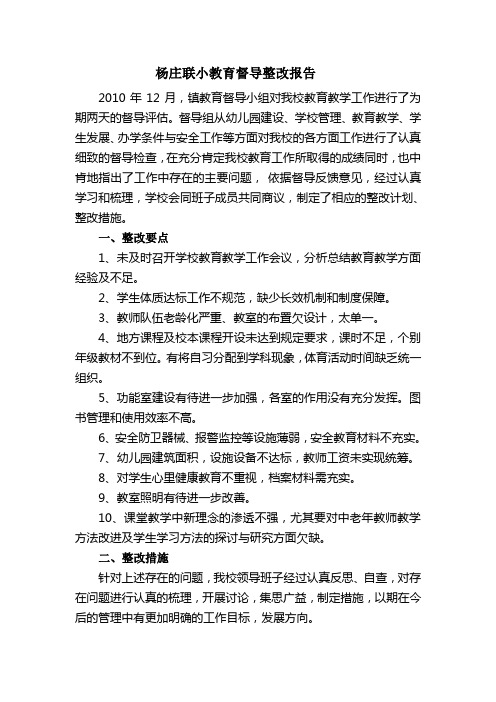 杨庄联小教育督导整改报告