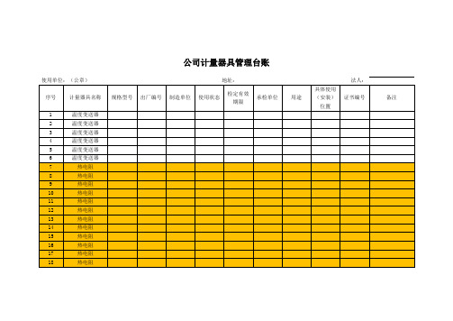 公司计量器具管理台账