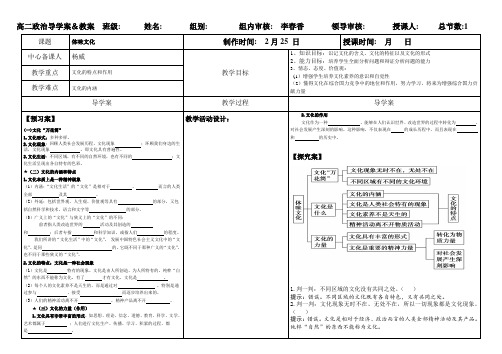 政治必修3 1.1体味文化导学案