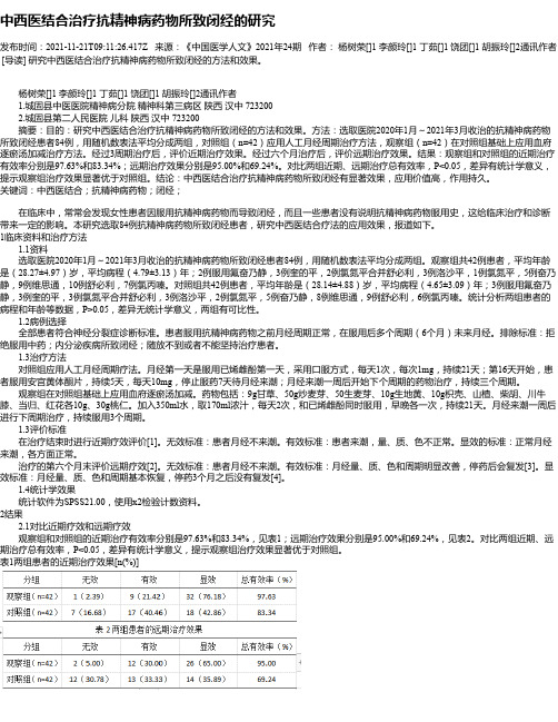 中西医结合治疗抗精神病药物所致闭经的研究