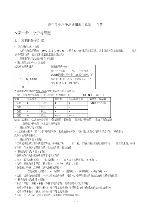 2020年-2021年高中生物必修一必修二必修三知识点实验总结(完美图文版)