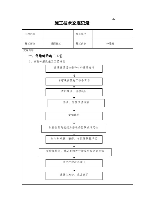 伸缩缝安装技术交底