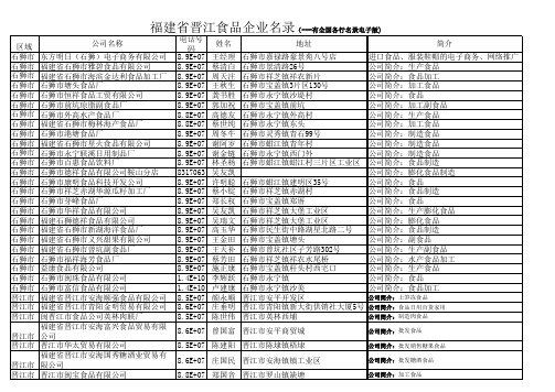 石狮晋江最全食品企业名录