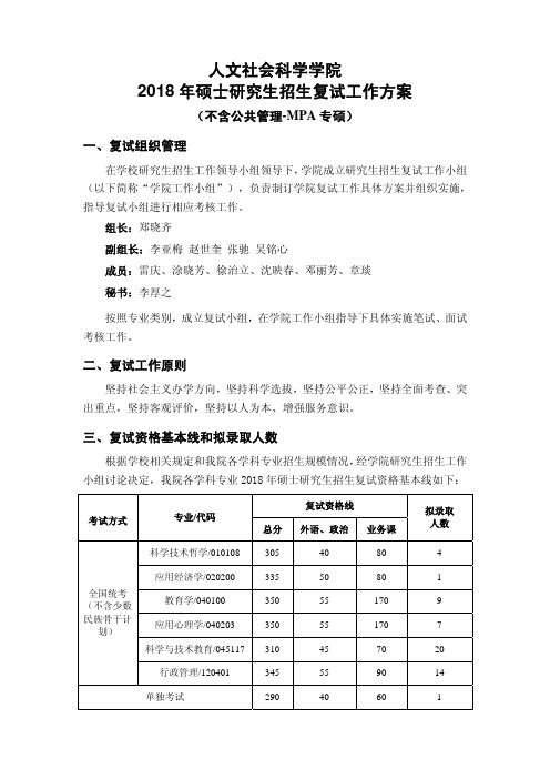 北京航空航天大学--招收学历硕士研究生考试-人文学院2018年硕士研究生招生复试工作方案