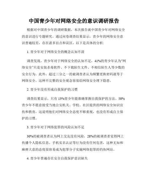 中国青少年对网络安全的意识调研报告