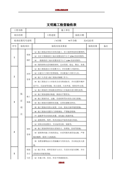 文明施工检查验收表