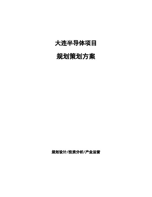 大连半导体项目规划策划方案