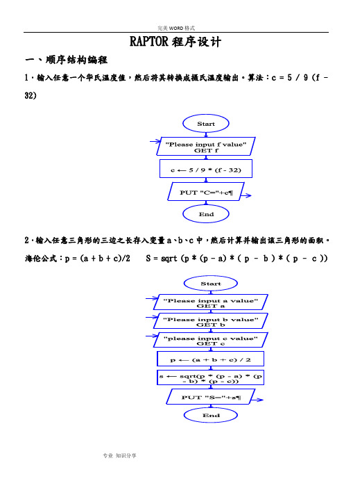 RAPTOR程序设计例题参考答案解析