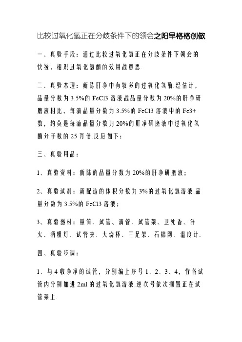 比较过氧化氢在不同条件下的分解