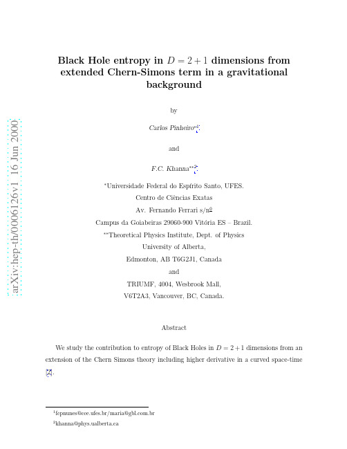 Black Hole entropy in D=2+1 dimensions from extended Chern-Simons term in a gravitational b