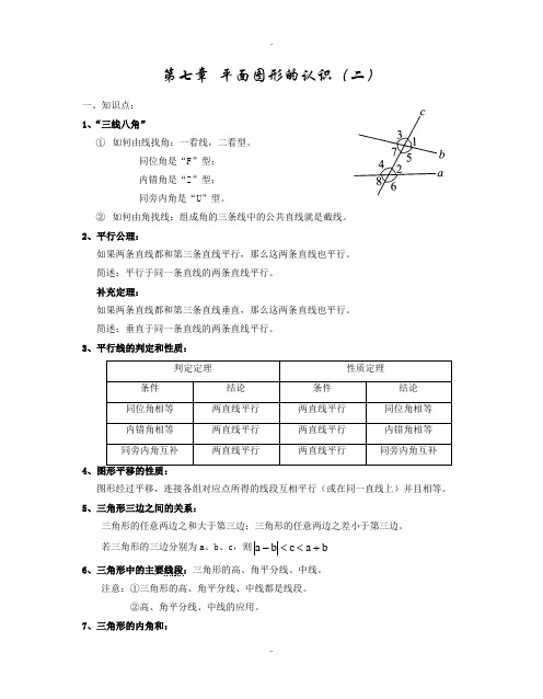 精选苏教版七年级下册数学知识点总结-2019版