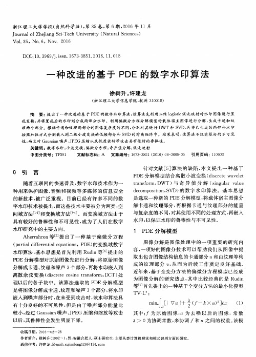 一种改进的基于PDE的数字水印算法