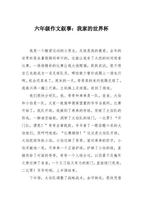 六年级作文叙事:我家的世界杯