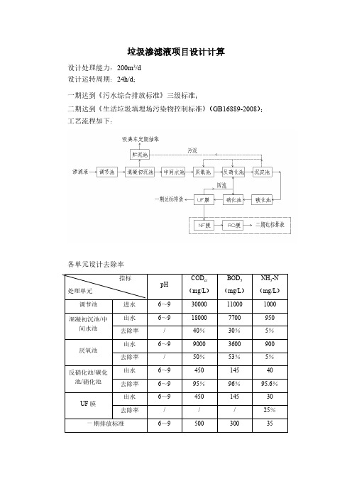 垃圾渗滤液项目设计计算