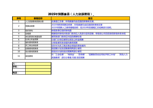 【人力资源范本】2024年人力资源费用预算套表