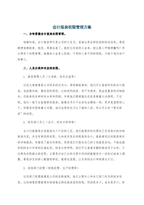 会计报表权限管理方案