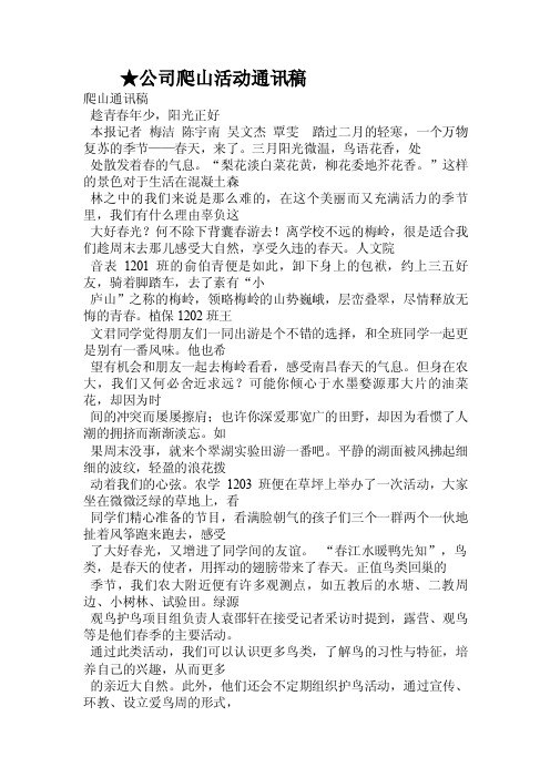 公司爬山活动通讯稿.doc