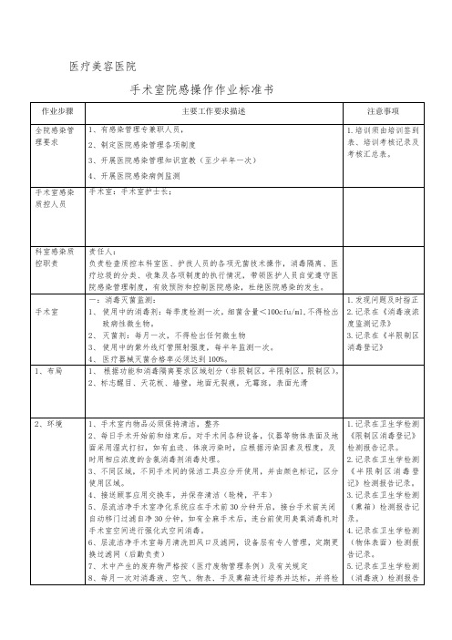 医院手术室院感操作作业标准书