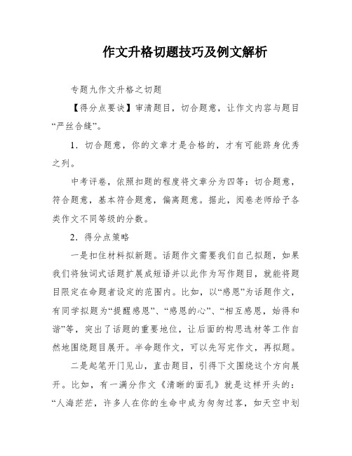 作文升格切题技巧及例文解析