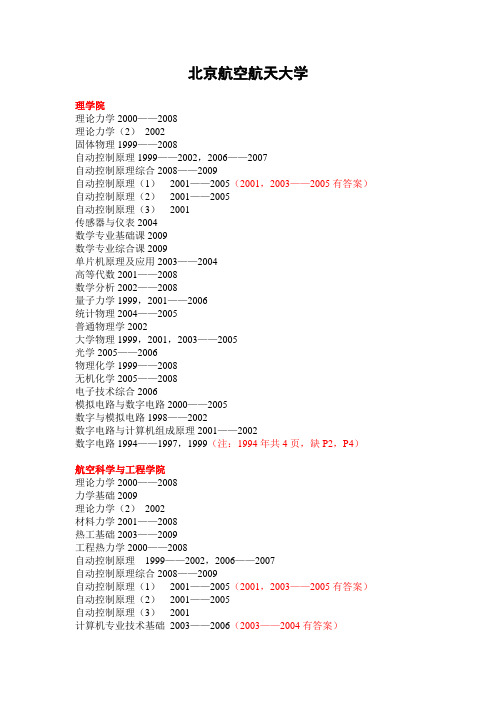 北京航空航天大学(已有09试题)