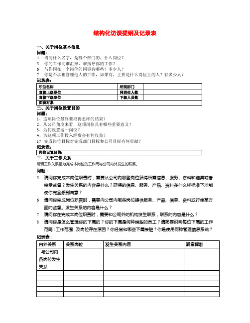 访谈提纲-结构化