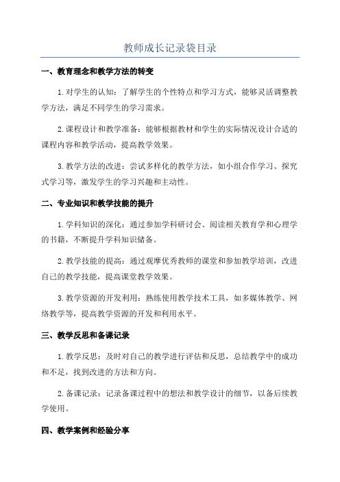 教师成长记录袋目录