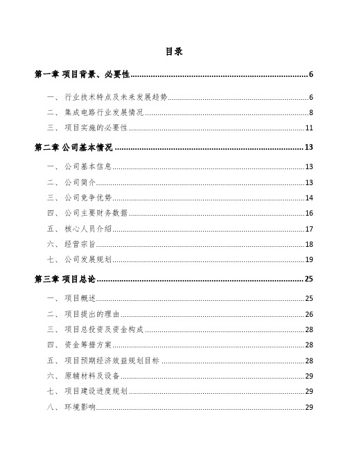 昆明芯片项目商业计划书模板范文