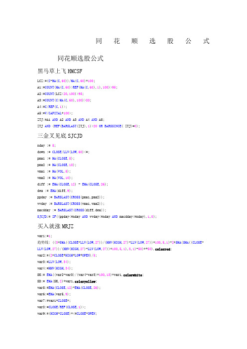 同花顺的选股公式