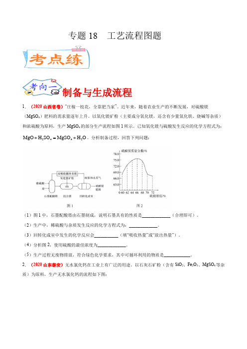 专题18  工艺流程图题(考点专练)