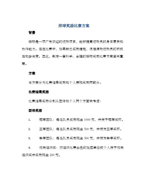 排球奖励比赛方案