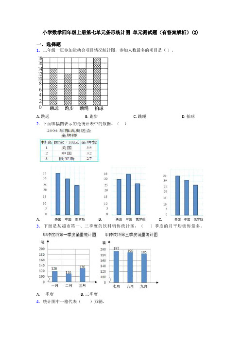 小学数学四年级上册第七单元条形统计图 单元测试题(有答案解析)(2)