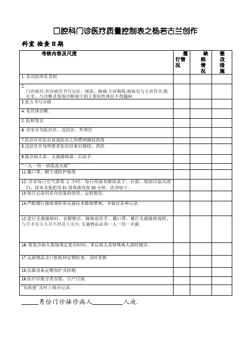 口腔科医疗质量控制表_门诊