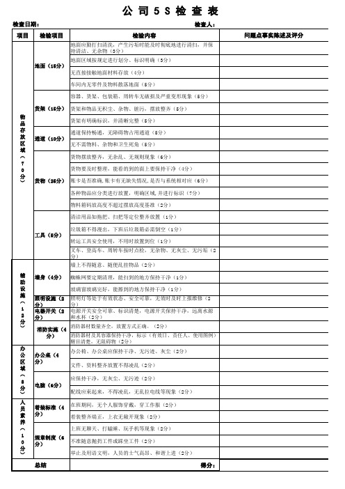 公司5s检查表