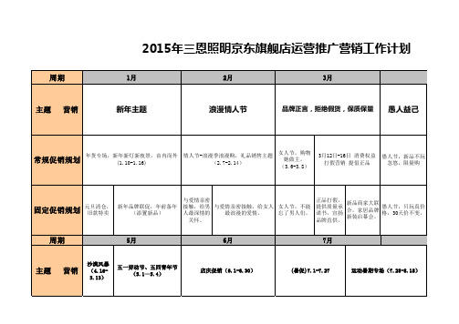 2015年三恩照明京东旗舰店运营推广营销工作计划