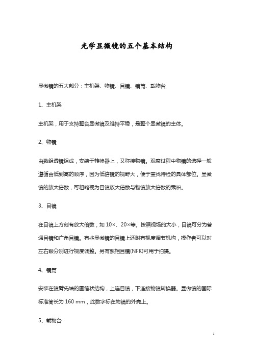 光学显微镜的五个基本结构