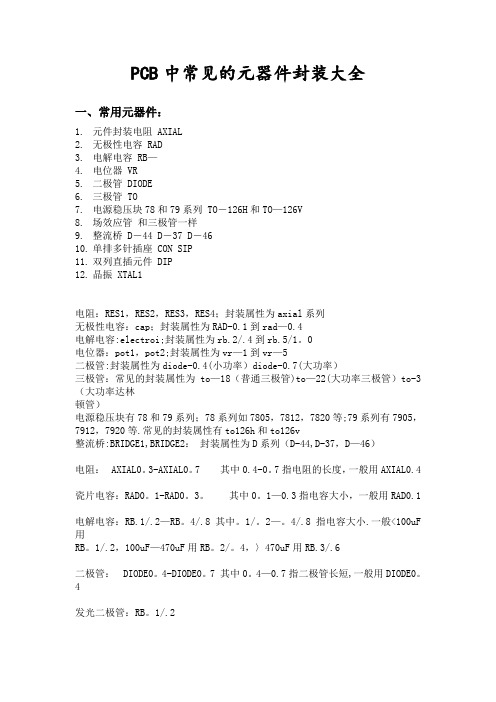 PCB中常见的元器件封装大全