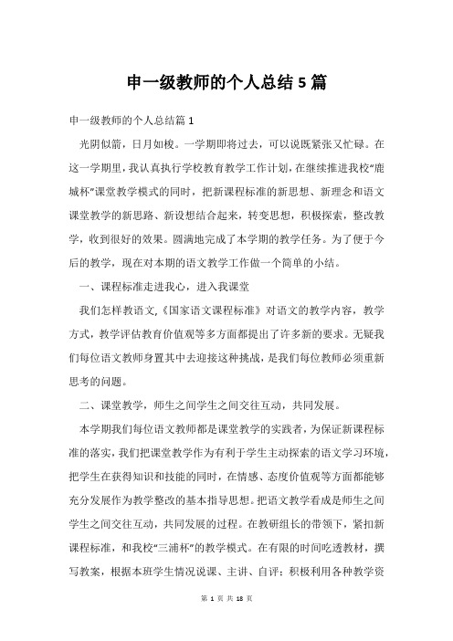 申一级教师的个人总结5篇