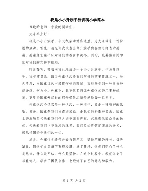 我是小小升旗手演讲稿小学范本