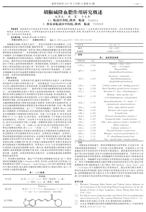 胡椒碱降血脂作用研究概述