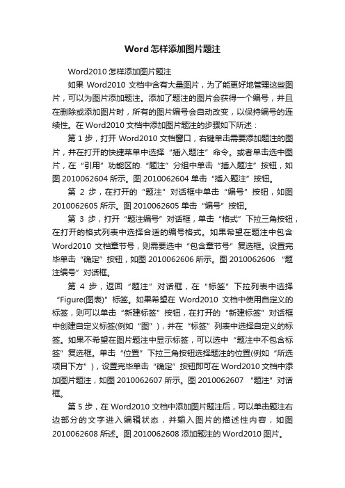 Word怎样添加图片题注