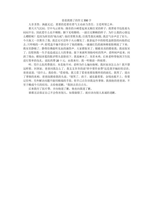 爸爸我错了的作文550字