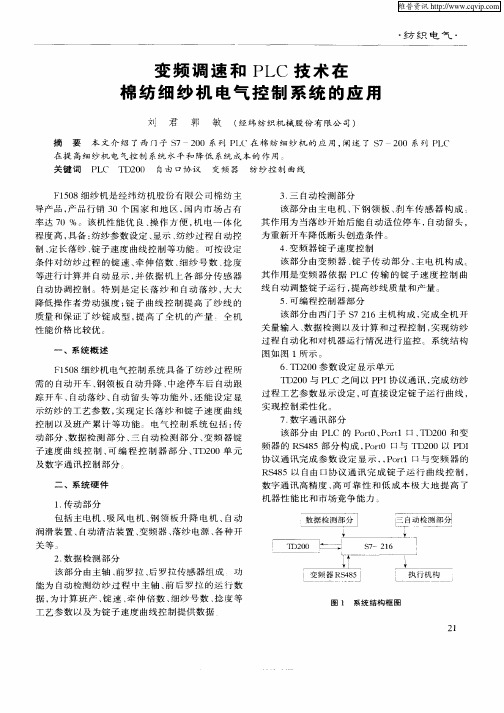 变频调速和PLC技术在棉纺细纱机电气控制系统的应用